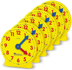 Geared Mini Clocks (Pack of 6)-Classroom Packs,Learning Resources,Maths,Primary Maths,S.T.E.M,Sand Timers & Timers,Stock,Visual Sensory Toys-Learning SPACE