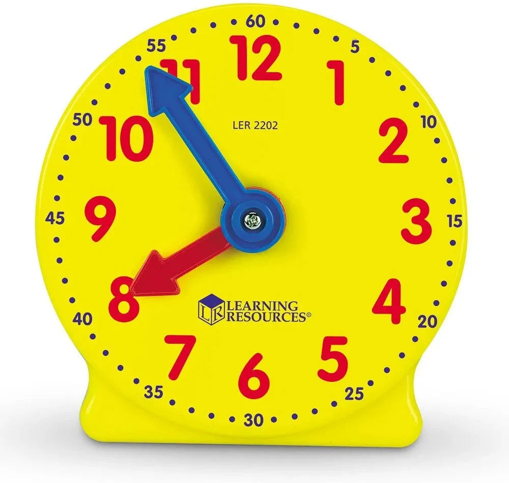 6 Inch Mini Clocks Geared Mini Clock Pack of 6 - Colour-Coded Teaching Clocks