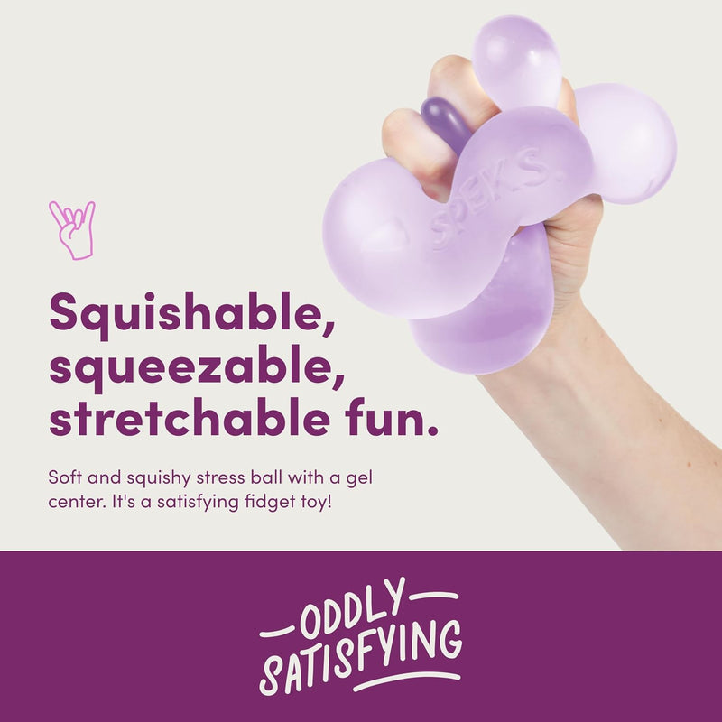 Squishable, squeezeable, stretchable fun infographic for the Speks Gump Jumbo stress ball
