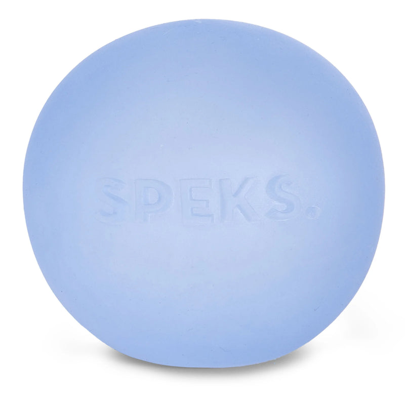 Speks Gump Jumbo memory gel stress ball in Dew blue on a white background
