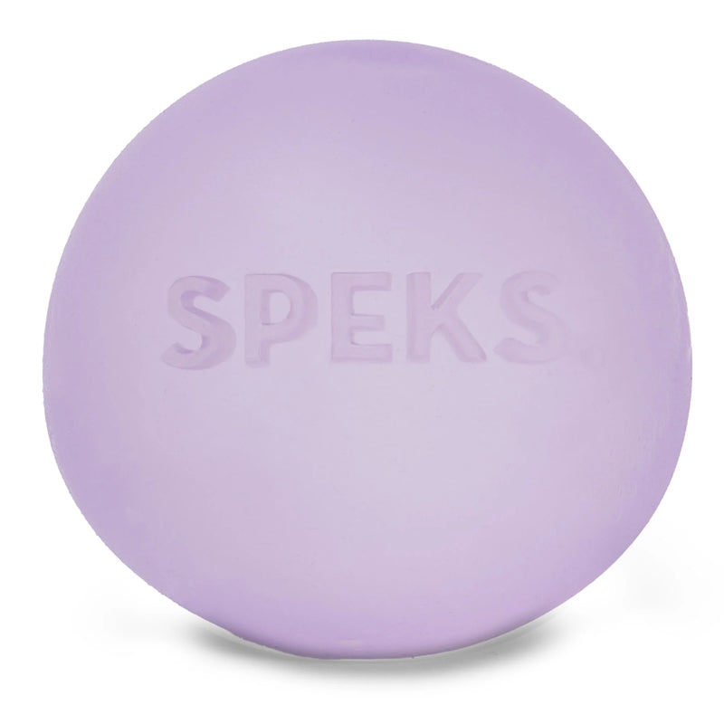 Speks Gump Jumbo memory gel stress ball in Mist lavender on a white background
