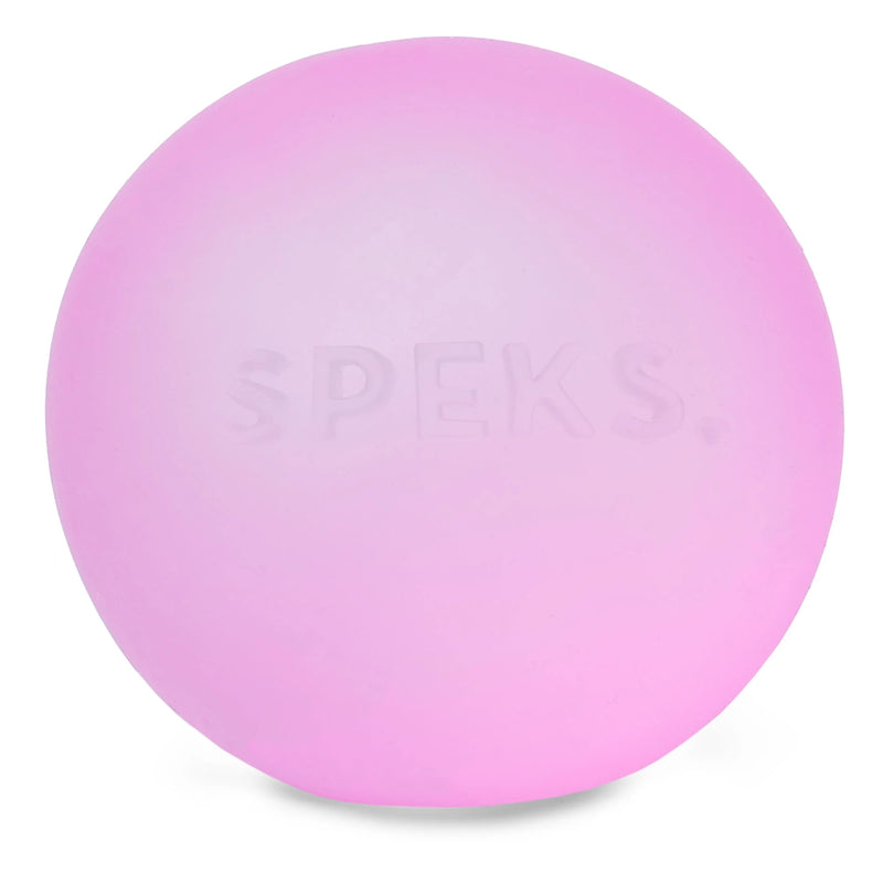 Speks Gump Jumbo memory gel stress ball in Moon Jelly pink on a white background
