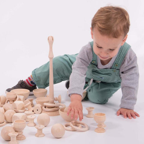 Heuristic Play Starter Set 63-Piece Wooden Sensory Exploration Kit, Learning SPACE