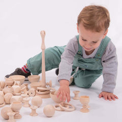 Heuristic Play Starter Set 63-Piece Wooden Sensory Exploration Kit, Learning SPACE
