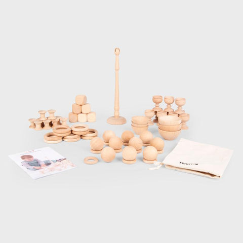 Heuristic Play Starter Set 63-Piece Wooden Sensory Exploration Kit, Learning SPACE