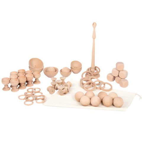 Heuristic Play Starter Set 63-Piece Wooden Sensory Exploration Kit, Learning SPACE