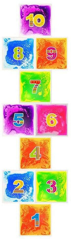Hopscotch Liquid Floor Tiles - Set of 10 (40x40cm)-AllSensory,Calming & Anxiety,Counting Numbers & Colour,Dyscalculia,Helps With,Lumina,Maths,Neuro Diversity,Playlearn,Primary Maths,Sensory Floor Tiles,Sensory Flooring,Sensory Processing Disorder,Sensory Seeking,Stock,Visual Sensory Toys-Learning SPACE