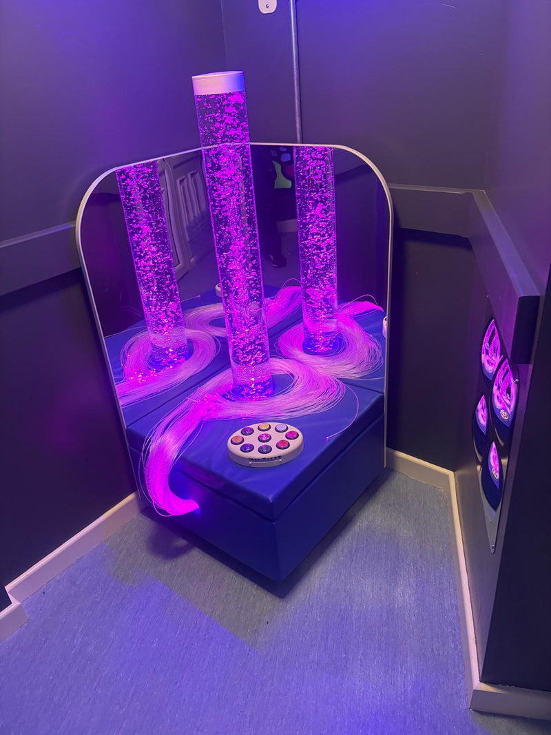 Connect Pro Portable Sound Reactive Sensory Room Corner with Fibre Optic Lighting & 1.2m Bubble Tube & Accessories, Sensory toy Learning SPACE