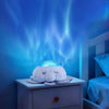 Jellyfish Nightlight on a bedside cabinet projecting blue water-effect patterns onto the wall