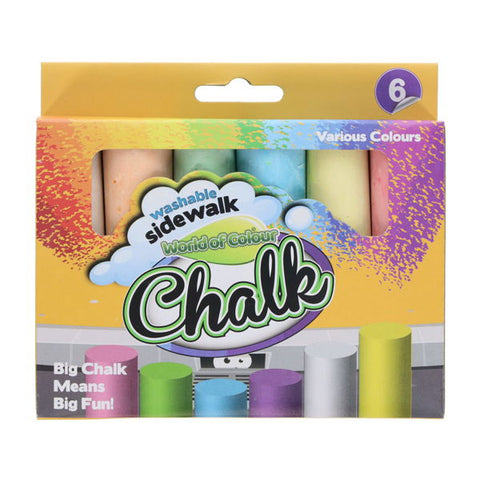 Jumbo Coloured Sidewalk Chalk - Pk 6