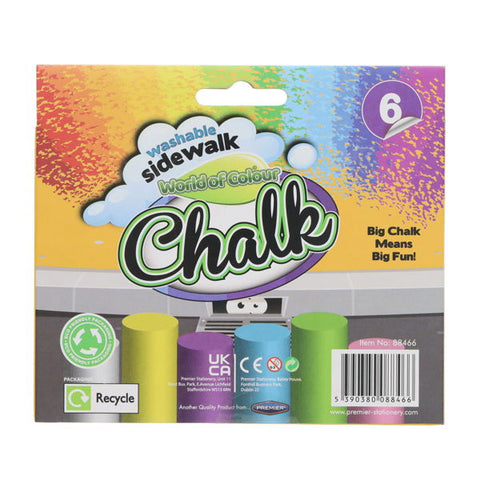 Jumbo Coloured Sidewalk Chalk - Pk 6