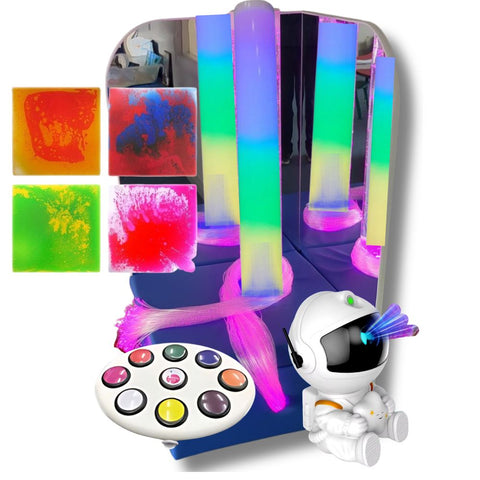 Connect Pro Portable Sound Reactive Sensory Room Corner with Fibre Optic Lighting, 1.25m Colour Column & Accessories, Sensory toy Learning SPACE
