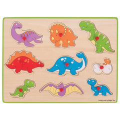 Lift Out Puzzle (Dinosaurs)-Bigjigs Toys,Dinosaurs. Castles & Pirates,Games & Toys,SCOTEXCEL,Sound. Peg & Inset Puzzles,Wooden Toys-Learning SPACE