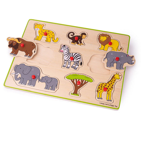 Lift Out Puzzle (Safari)-Animals,Bigjigs Toys,Games & Toys,SCOTEXCEL,Sound. Peg & Inset Puzzles,Wooden Toys-Learning SPACE