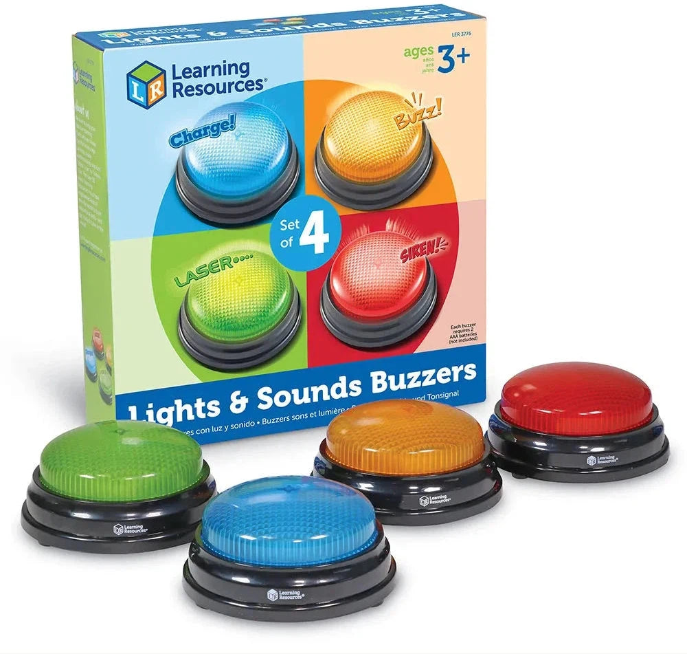 Lights and Sounds Buzzers (Set of 4)-Additional Need,AllSensory,Calmer Classrooms,Calming & Anxiety,communication,Deaf & Hard of Hearing,Early Years Musical Toys,Helps With,Learning Resources,Music,Neuro Diversity,Physical Needs,Primary Literacy,Sensory Light Up Toys,Sensory Seeking,Sound Equipment,Speaking & Listening,Stock,Switches & Switch Adapted Toys,Talking Buttons & Buzzers,Visual Sensory Toys-Learning SPACE