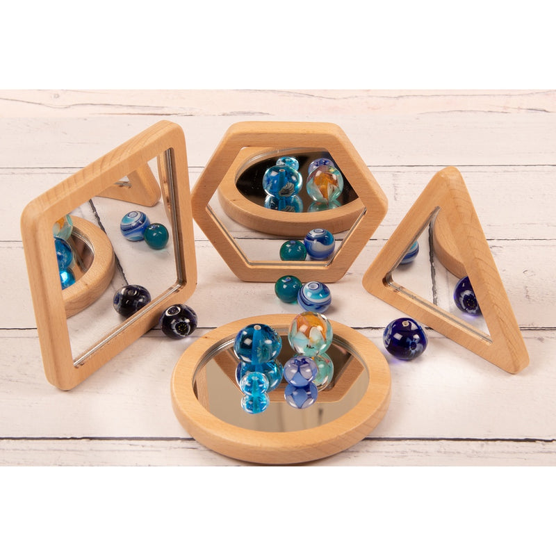 Wood Frame Shape Mirrors (4Pk), Learning SPACE