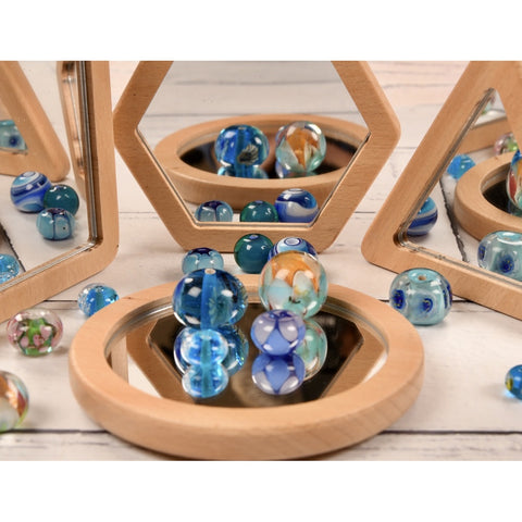 Wood Frame Shape Mirrors (4Pk)-Baby Soft Play and Mirrors,Calming & Anxiety,Emotions & Self Esteem,Learn Well,Mirror,Nursery,Sensory Mirrors,Social Emotional Learning,Social Stories & Games & Social Skills-Learning SPACE