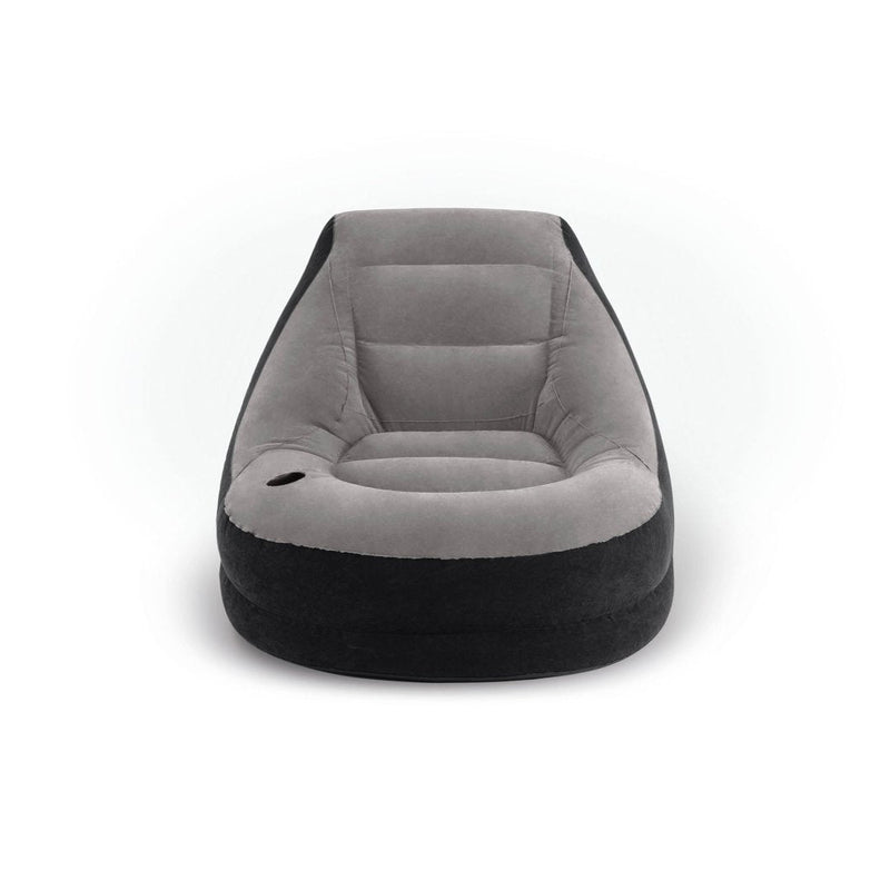 2 tone grey Inflatable lounge chair with cupholder on white background