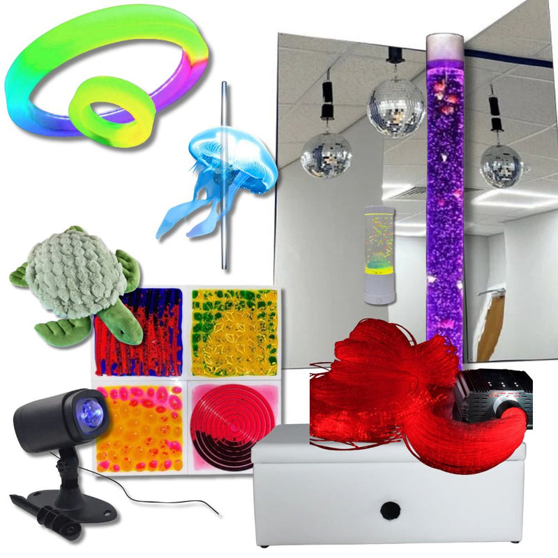 Lumina 10 Piece Sensory Room Bundle Equipment Light Up Toys Set for Bedroom & School Children & Adults, Learning SPACE