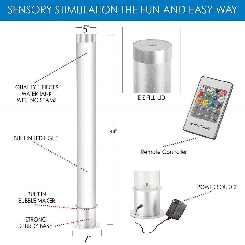 Lumina Multi-Connect 1.2m Slim Bubble Tube with Fish and Remote, Learning SPACE