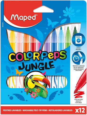 Maped Color'peps Jungle Colour Markers - Pk 12-Art Materials,Arts & Crafts,Back To School,Drawing & Easels,Early Arts & Crafts,Maped Stationery,Primary Arts & Crafts,Stationery,Stock-Learning SPACE