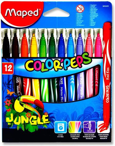 Maped Color'peps Jungle Colour Markers - Pk 12-Art Materials,Arts & Crafts,Back To School,Drawing & Easels,Early Arts & Crafts,Maped Stationery,Primary Arts & Crafts,Stationery,Stock-Learning SPACE