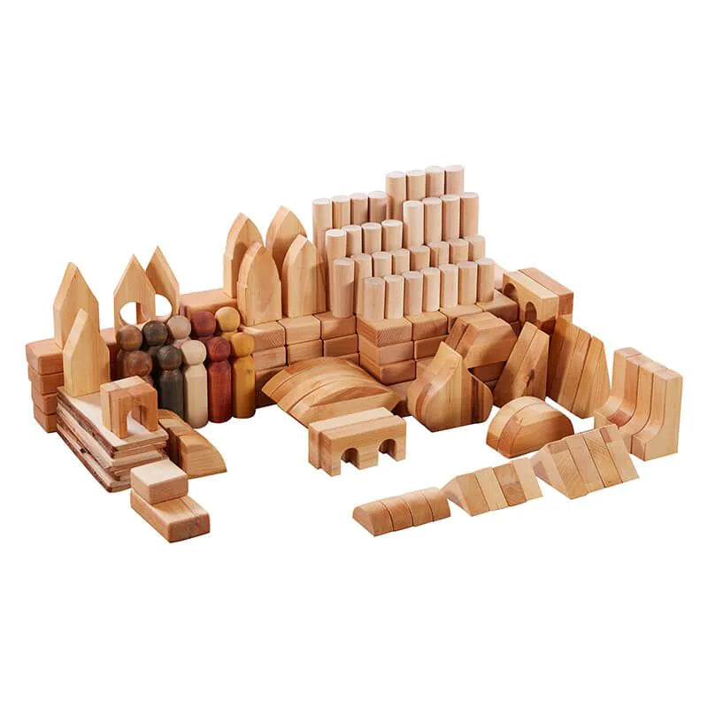 Medium Construction Unit Blocks Set (184 Pieces)-Building Blocks,Cosy Direct,Wooden Toys-Learning SPACE