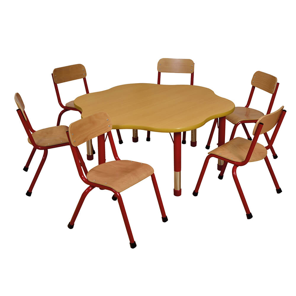 Milan Flower Table, Red Learning SPACE