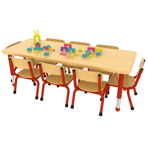 Milan Rectangular Tables - 6 or 8 Seater-Classroom Table,Furniture,Height Adjustable,Milan,Profile Education,Rectangular,Table,Wellbeing Furniture-Red-8 - Seater-KB4-ML533-05-Learning SPACE