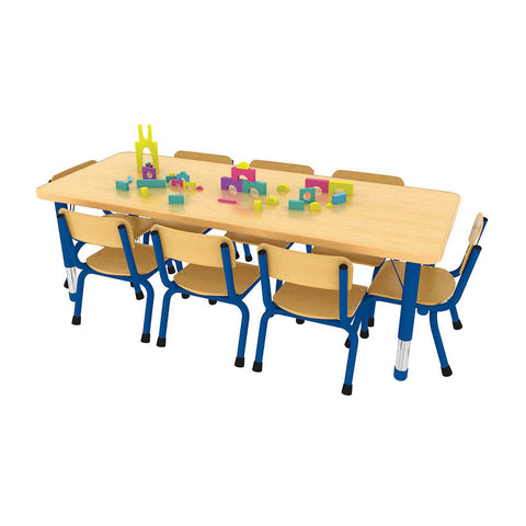 Milan Rectangular Tables - 6 or 8 Seater-Classroom Table,Furniture,Height Adjustable,Milan,Profile Education,Rectangular,Table,Wellbeing Furniture-Blue-8 - Seater-KB4-ML533-08-Learning SPACE