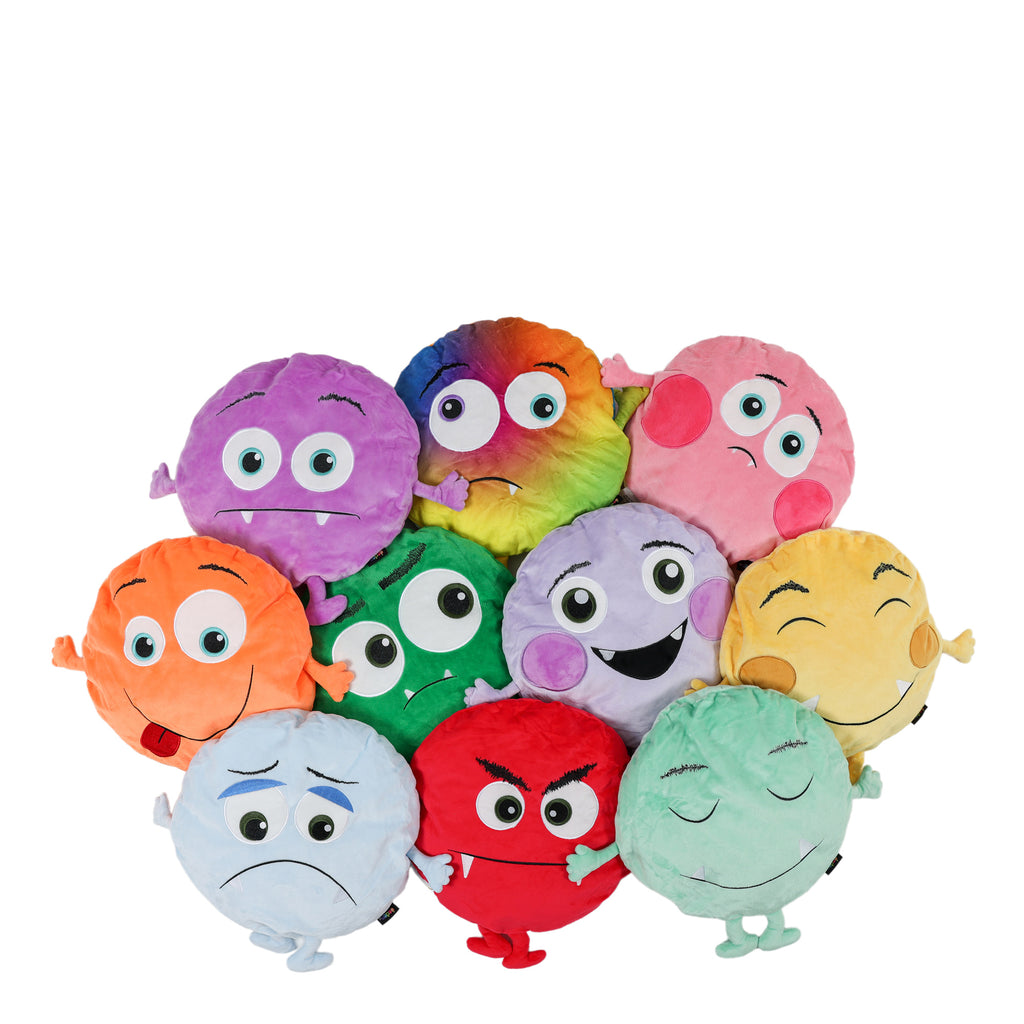 Monster Emotions Cushions (10 Pack)-Additional Need,Bean Bags & Cushions,Bullying,Calmer Classrooms,Calming & Anxiety,Classroom Packs,Cushions,Dropship,Eden Learning Spaces,Emotions & Self Esteem,excell2,Helps With,Nurture Room,Plush,PSHE,Social Emotional Learning,Social Stories & Games & Social Skills,Stock,Wellbeing Furniture-Learning SPACE