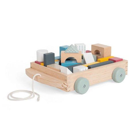 Montessori Wooden Pull Cart with Blocks-Bigjigs Toys,Christmas,Christmas 2024,Maths,Primary Maths,SCOTEXCEL,Shape & Space & Measure,Strength & Co-Ordination,Wooden Toys-Learning SPACE