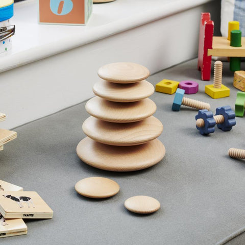 Natural Wooden Buttons Set of 7, Learning SPACE