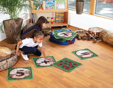 Natural World Counting Indoor/Outdoor 35 Mini Placement Carpets with holdall, Learning SPACE
