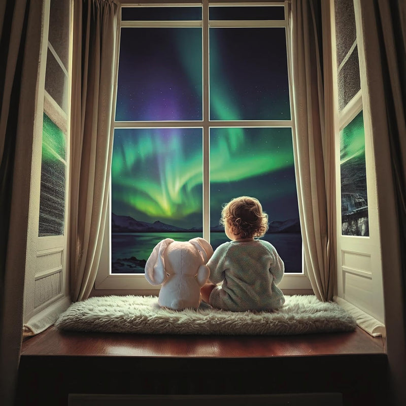 Northern Lights Arctic Bunny Projector Plush, Learning SPACE