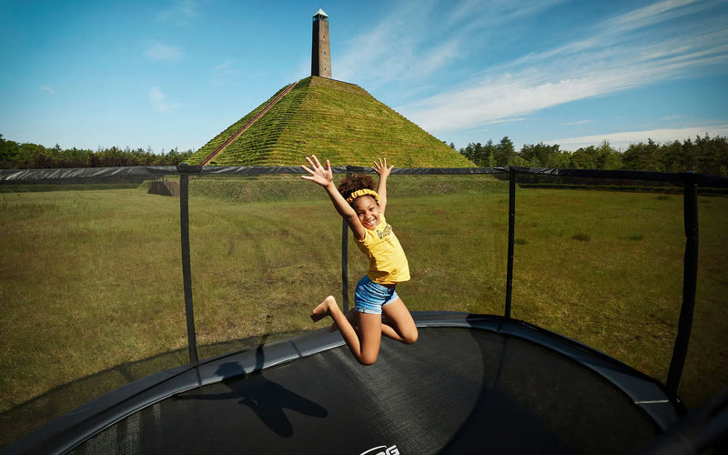 Oval BERG Grand Elite Trampoline With Safety Net 17ft x 11ft - Public Use Approved, Learning SPACE