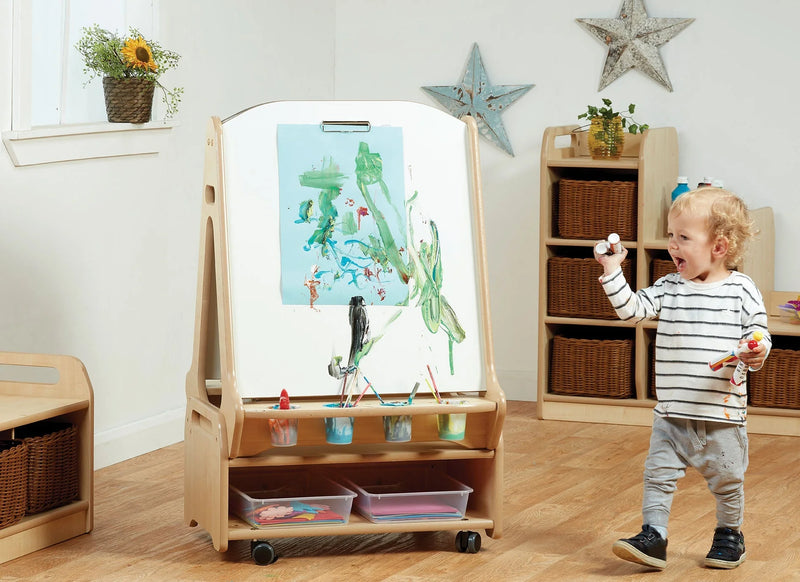 Double-Sided 2 Station Easel with Low Storage Trolley