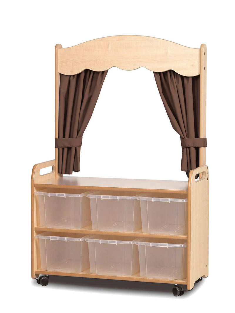 Home Zone With Clear Tubs And Taupe Curtains