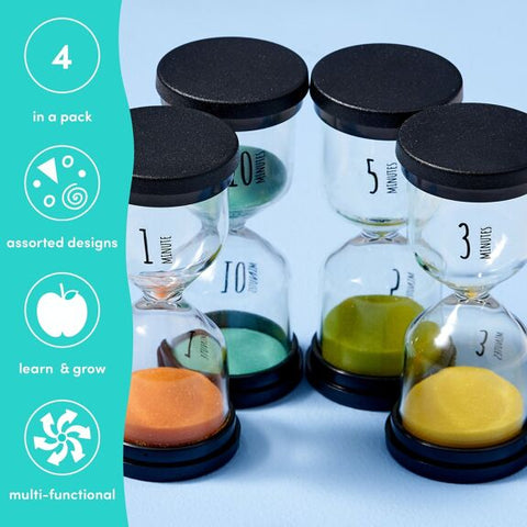 Pack of 4 Liquid Motion Toy Sand Timers - Hourglass-Cause & Effect Toys,Classroom Packs,excell2,Fidget,Maths,Sand Timers & Timers,Visual Sensory Toys-Learning SPACE
