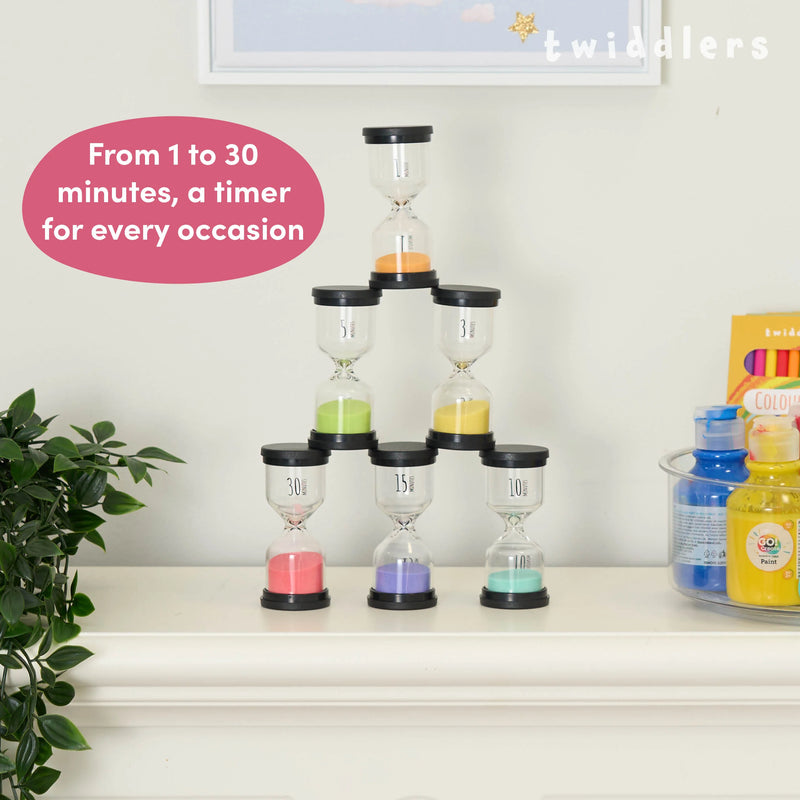 Pack of 6 Liquid Motion Toy Sand Timers - Hourglass, Learning SPACE