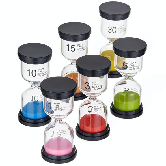 Pack of 6 Liquid Motion Toy Sand Timers - Hourglass, Learning SPACE