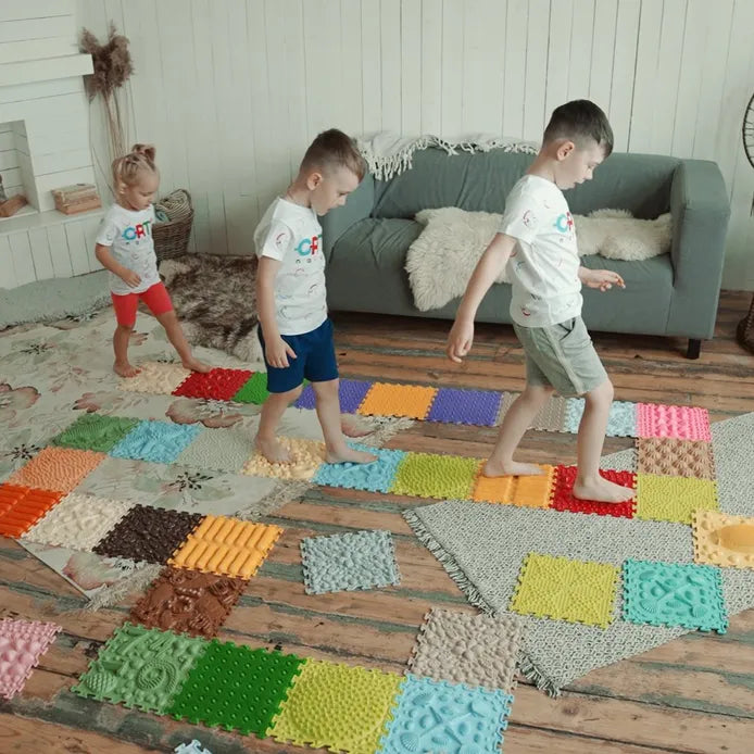 Pastel Coloured Sensory Puzzle Playmats (25cmx25cm) Set of 8, Learning SPACE