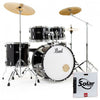 Pearl Roadshow Drum Set Kit 5pc USA Fusion Kit w/3 Sabian Cymbals, Jet Black, Musical Instruments Learning SPACE
