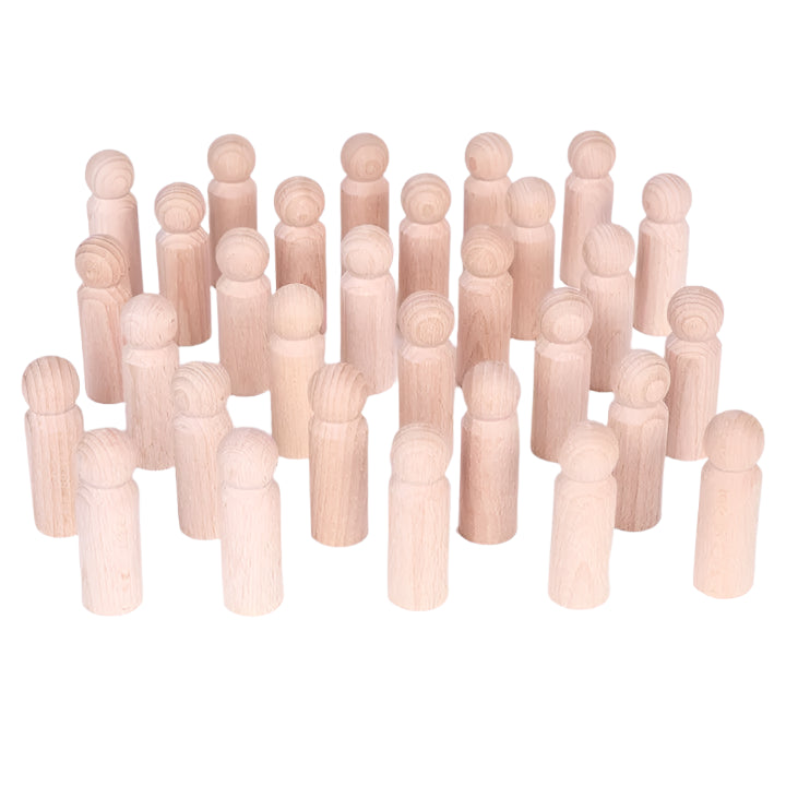 Plain Wooden Peg People Figures 30Pk, Learning SPACE