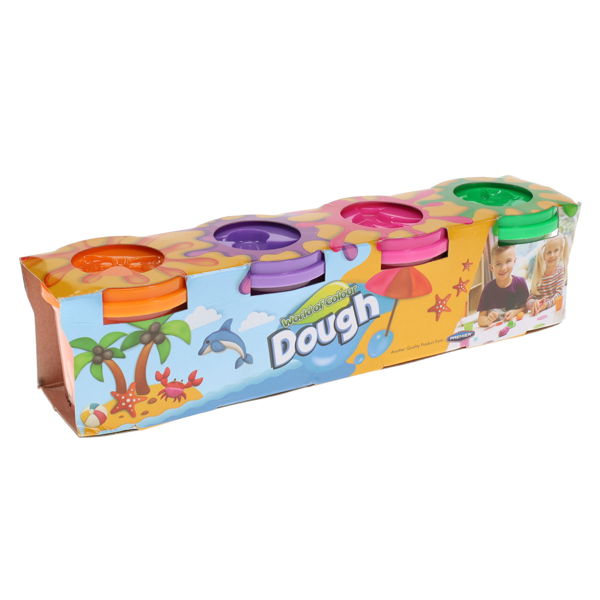 Play Dough with Mould Lid 4x140g Pots, Learning SPACE
