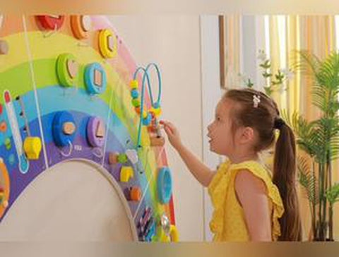 Rainbow Activity Wall Panels-Arts & Crafts-Additional Need,Dropship,Fine Motor Skills,Helps With,Maths,Nursery,Primary Maths,Rainbow Theme Sensory Room,SCOTEXCEL,Sensory Wall Panels & Accessories,Shape & Space & Measure,Strength & Co-Ordination,Viga Activity Wall Panel-Learning SPACE