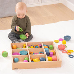 Rainbow Wooden Super Set + Wooden Sorting Tray (7- Way), Learning SPACE