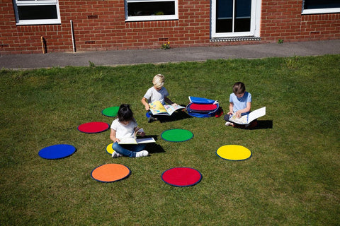 Rainbow™ Circle Outdoor Mats with Holdall (30 Pack)-Classroom Packs,Dropship,Kit For Kids,Mats,Mats & Rugs,Multi-Colour,Round,Rugs,Sit Mats,Wellbeing Furniture-Learning SPACE