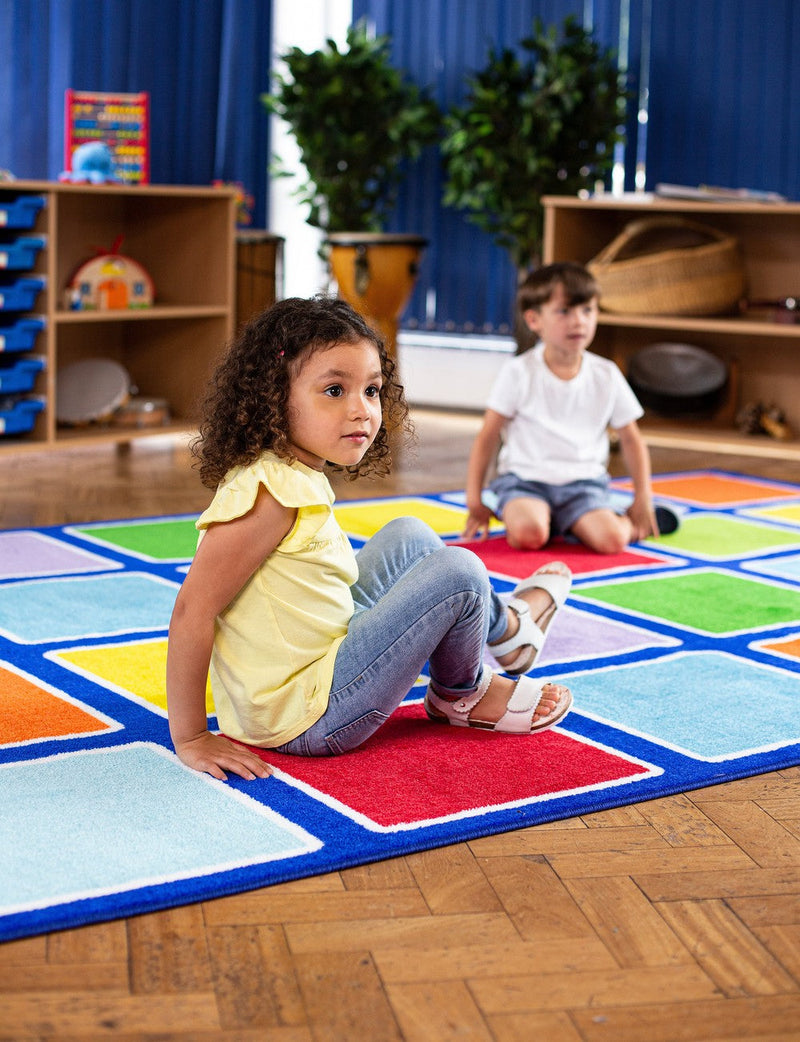 Rainbow™ Rectangle Placement Squares Carpet, Learning SPACE