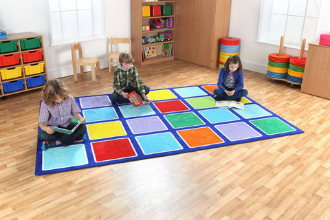 Rainbow™ Rectangle Placement Squares Carpet, Learning SPACE